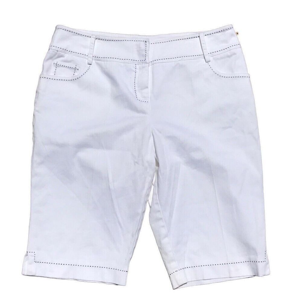 Eric Casual Women’s White And Black Seam Bermuda Shorts  - Size 12 - EUC Cute